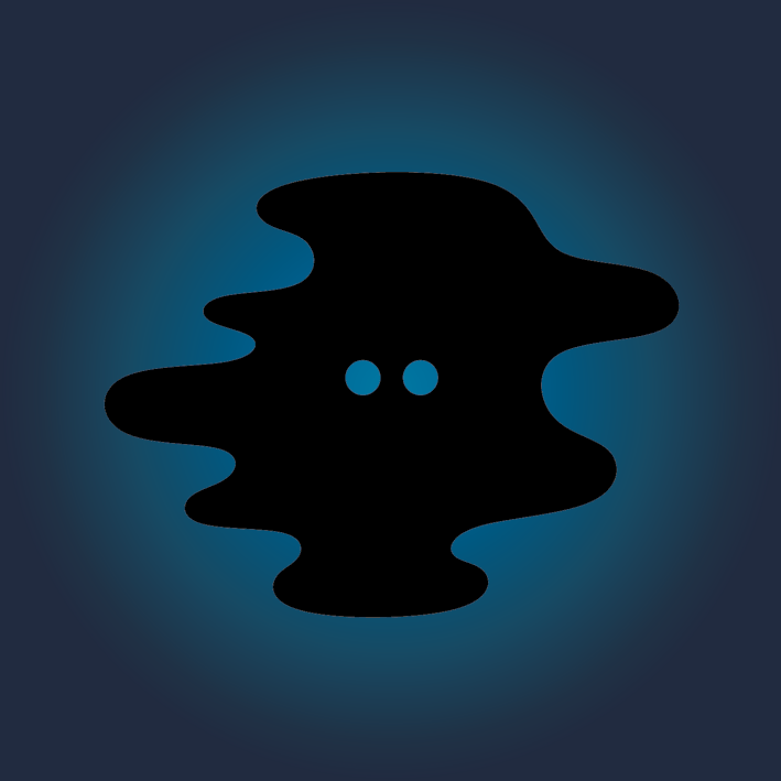 dark shape slowly moving on a blue shaded background