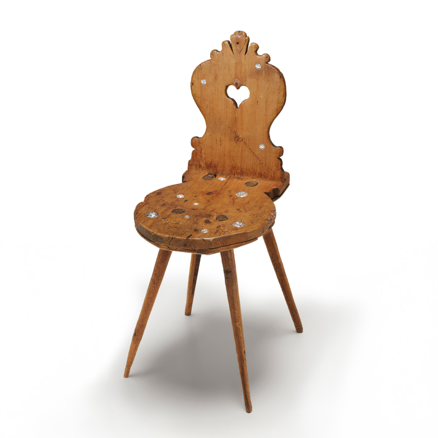 Alea iacta est eggli 9 by philippe cramer crystal inlays in a swiss heritage chair
