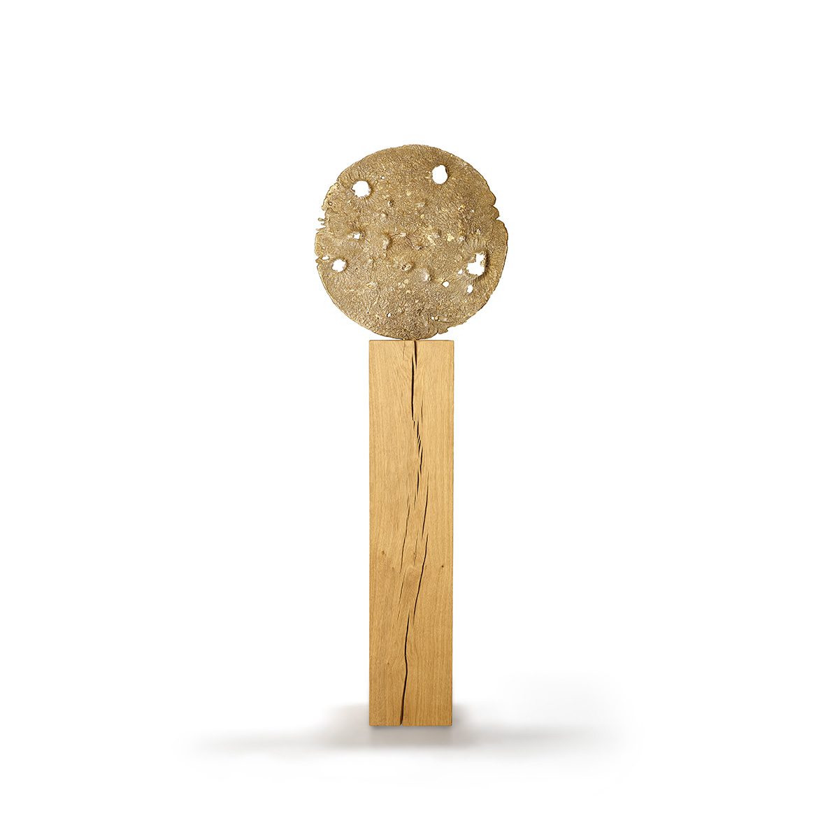 poured bronze on an solid oak pedestal unique art work swiss cramer